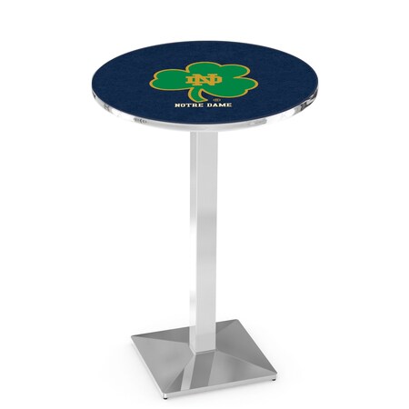 Holland Bar Stool Co 42" Chrome Notre Dame Shamrock Pub Table, 36" dia. Top L217C4236ND-Shm